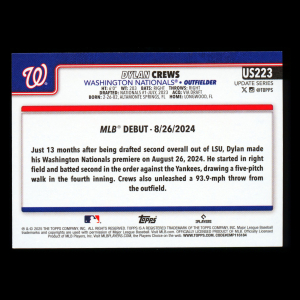 Dylan Crews 2025 Topps Update Rookie Debut Nationals