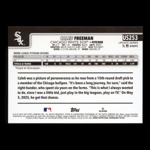 Caleb Freeman RC 2025 Topps Update Rookie White Sox