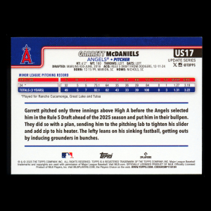 Garrett McDaniels RC 2025 Topps Update Rookie Angels
