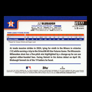 AJ Blubaugh RC 2025 Topps Update Rookie Astros