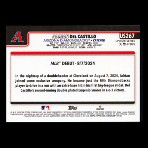 Adrian Del Castillo 2025 Topps Update Rookie Debut Diamondbacks