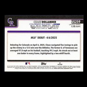 Chase Dollander 2025 Topps Update Rookie Debut Rockies
