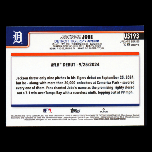 Jackson Jobe 2025 Topps Update Rookie Debut Tigers