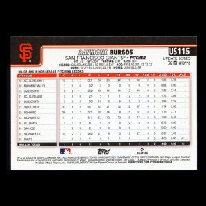 Raymond Burgos RC 2025 Topps Update Rookie Giants