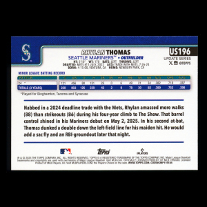 Rhylan Thomas RC 2025 Topps Update Rookie Mariners