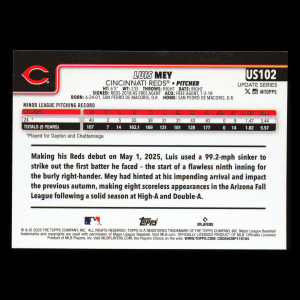 Luis Mey RC 2025 Topps Update Rookie Reds