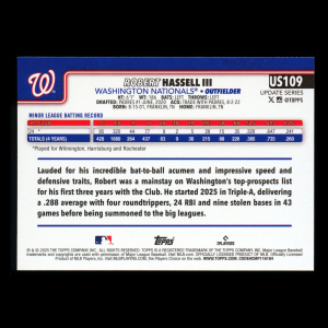 Robert Hassell III RC 2025 Topps Update Rookie Nationals