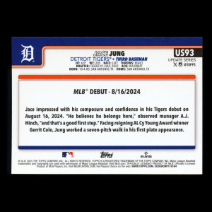 Jace Jung 2025 Topps Update Rookie Debut Tigers