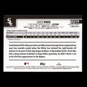 Mike Vasil RC 2025 Topps Update Rookie White Sox