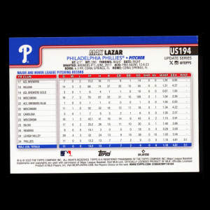 Max Lazar RC 2025 Topps Update Rookie Phillies