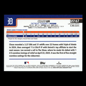 Chase Lee RC 2025 Topps Update Rookie Tigers