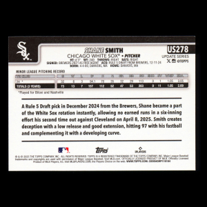 Shane Smith RC 2025 Topps Update Rookie White Sox