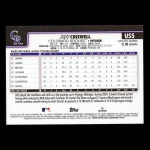 Jeff Criswell RC 2025 Topps Update Rookie Rockies