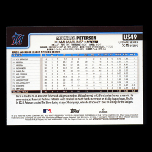 Michael Petersen RC 2025 Topps Update Rookie Marlins