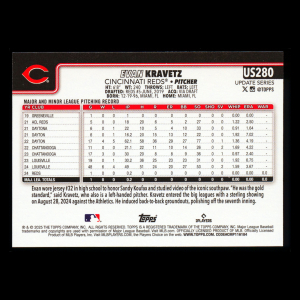 Evan Kravetz RC 2025 Topps Update Rookie Reds