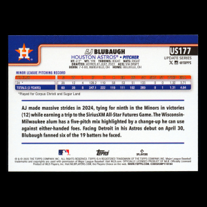 AJ Blubaugh RC 2025 Topps Update Rookie Astros