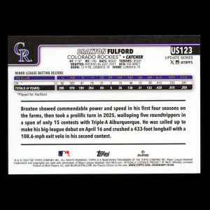 Braxton Fulford RC 2025 Topps Update Rookie Rockies
