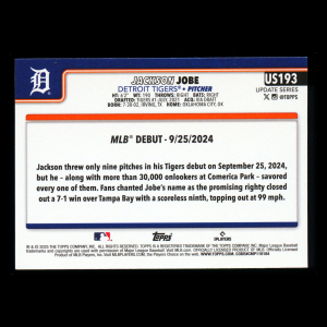 Jackson Jobe 2025 Topps Update Rookie Debut Tigers