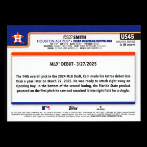 Cam Smith 2025 Topps Update Rookie Debut Astros