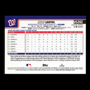 Ryan Loutos RC 2025 Topps Update Rookie Nationals