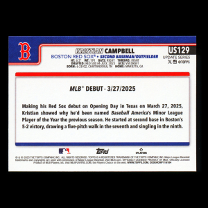 Kristian Campbell 2025 Topps Update Rookie Debut Red Sox