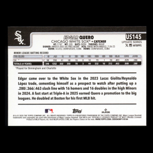 Edgar Quero RC 2025 Topps Update Rookie White Sox