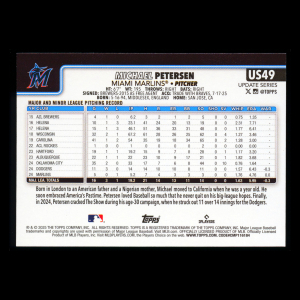 Michael Petersen RC 2025 Topps Update Rookie Marlins