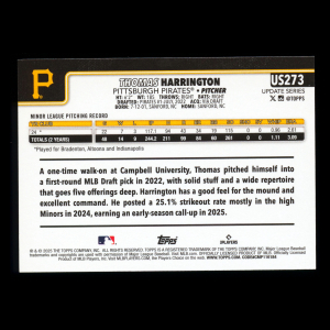 Thomas Harrington RC 2025 Topps Update Rookie Pirates