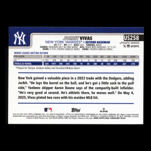 Jorbit Vivas RC 2025 Topps Update Rookie Yankees