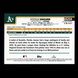 Gunnar Hoglund RC 2025 Topps Update Rookie Athletics