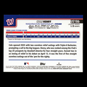 Cole Henry RC 2025 Topps Update Rookie Nationals