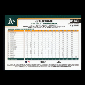 CJ Alexander RC 2025 Topps Update Rookie Athletics