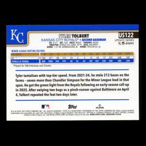 Tyler Tolbert RC 2025 Topps Update Rookie Royals