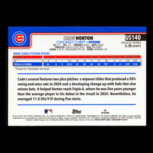 Cade Horton RC 2025 Topps Update Rookie Cubs