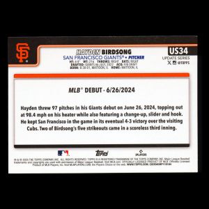 Hayden Birdsong 2025 Topps Update Rookie Debut Giants
