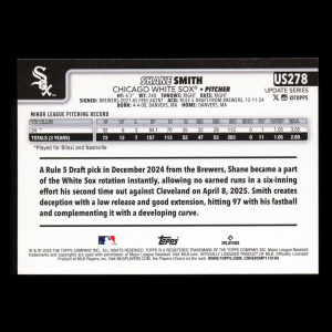 Shane Smith RC 2025 Topps Update Rookie White Sox