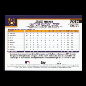 James Meeker RC 2025 Topps Update Rookie Brewers