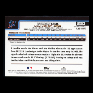 Luarbert Arias RC 2025 Topps Update Rookie Marlins