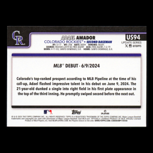 Adael Amador 2025 Topps Update Rookie Debut Rockies