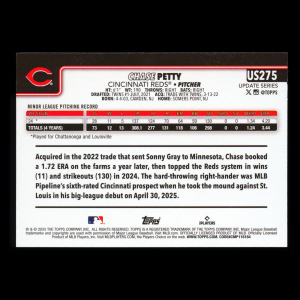 Chase Petty RC 2025 Topps Update Rookie Reds