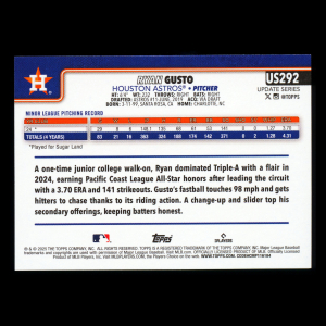 Ryan Gusto RC 2025 Topps Update Rookie Astros