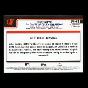 Coby Mayo 2025 Topps Update Rookie Debut Orioles