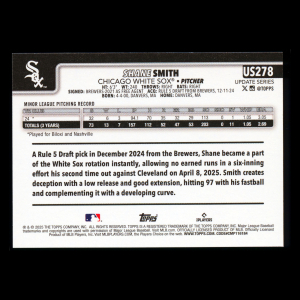 Shane Smith RC 2025 Topps Update Rookie White Sox