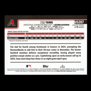 Tim Tawa RC 2025 Topps Update Rookie Diamondbacks