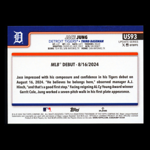 Jace Jung 2025 Topps Update Rookie Debut Tigers