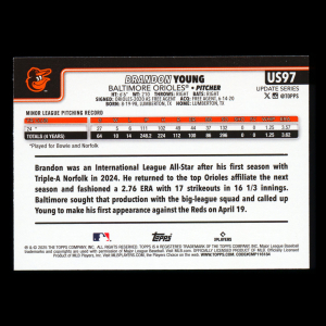 Brandon Young RC 2025 Topps Update Rookie Orioles