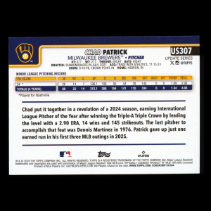 Chad Patrick RC 2025 Topps Update Rookie Brewers