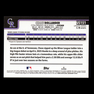 Chase Dollander RC 2025 Topps Update Rookie Rockies