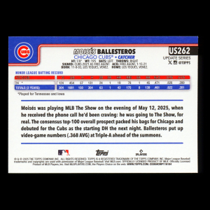 Moiss Ballesteros RC 2025 Topps Update Rookie Cubs