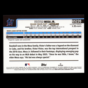 Victor MESA JR. RC 2025 Topps Update Rookie Marlins